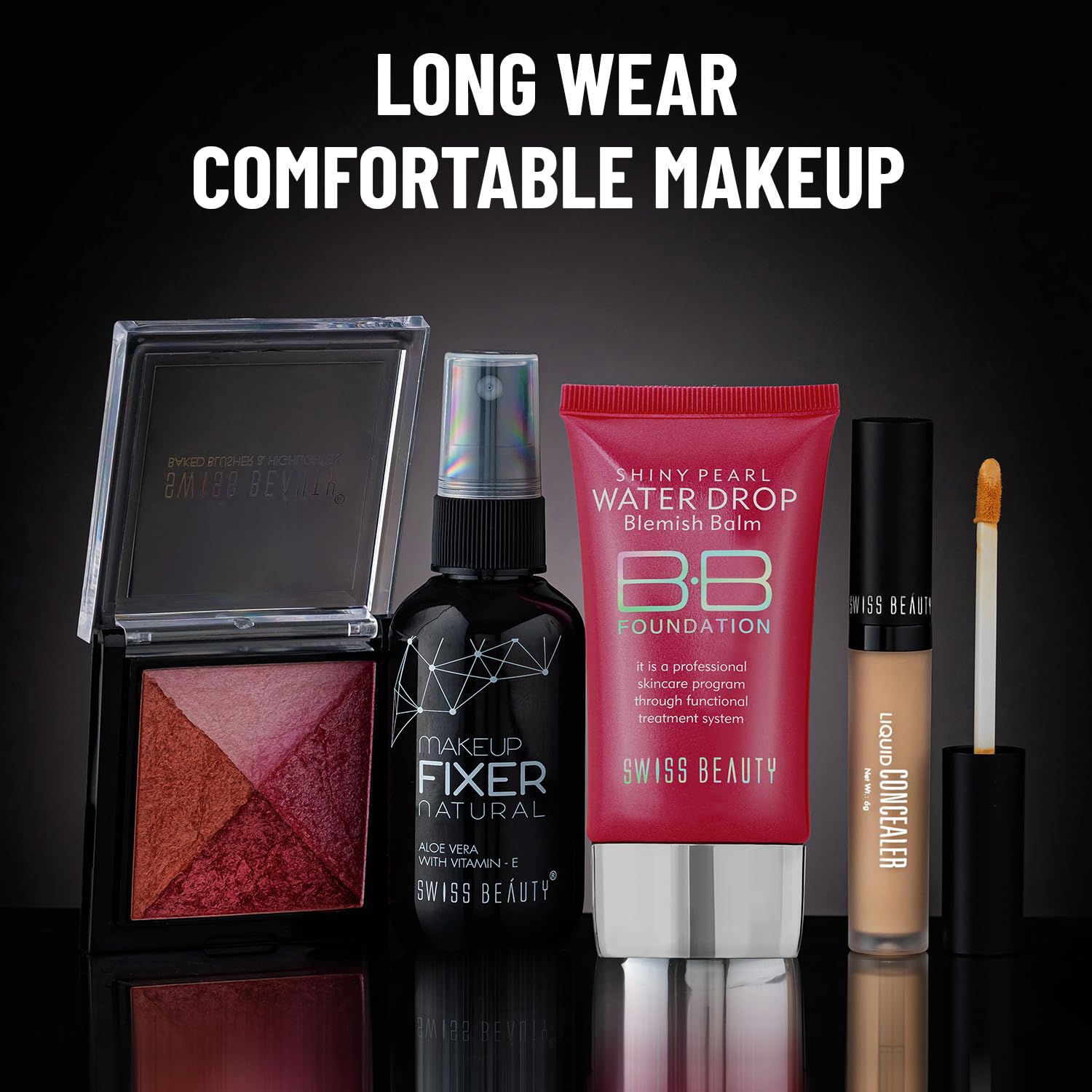 Swiss Beauty Matte Shiny Pearl Water Drop Blemish Long Lasting Balm BB Lightweight, Liquid Foundation, Face Makeup, Shade-03, 40ml - Image 4