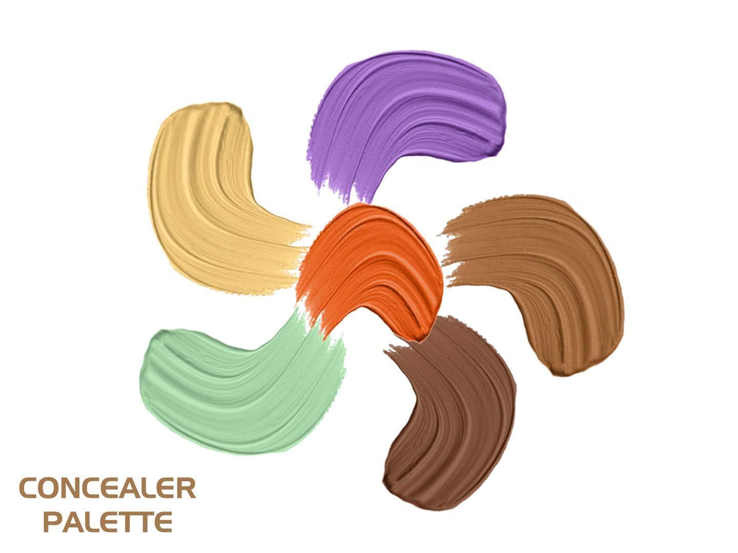 Color Corrector Concealer Palette, 6-in-1 Professional Makeup Kit with Waterproof Formula, Full Coverage Contour Set, Matte Finish, Crease Resistant, Oil Control - Image 3