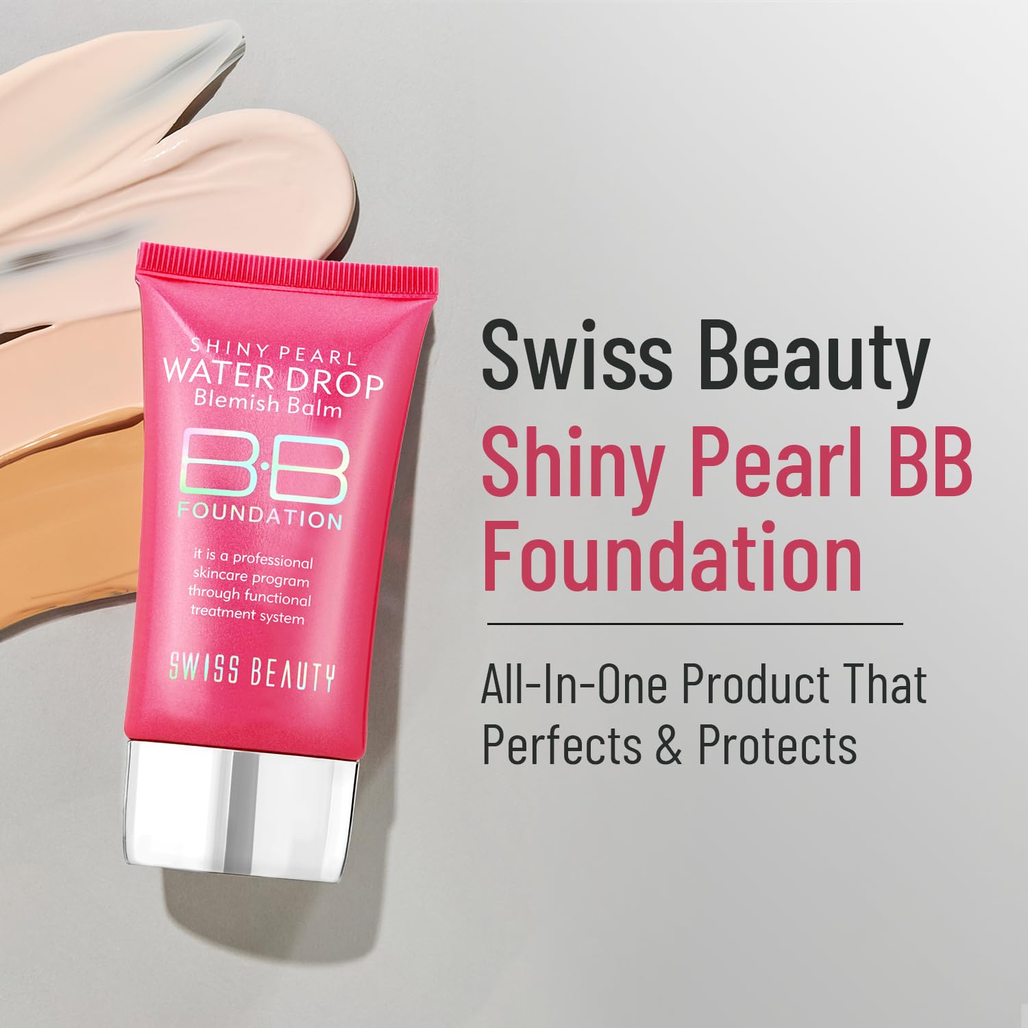 Swiss Beauty Matte Shiny Pearl Water Drop Blemish Long Lasting Balm BB Lightweight, Liquid Foundation, Face Makeup, Shade-03, 40ml - Image 2
