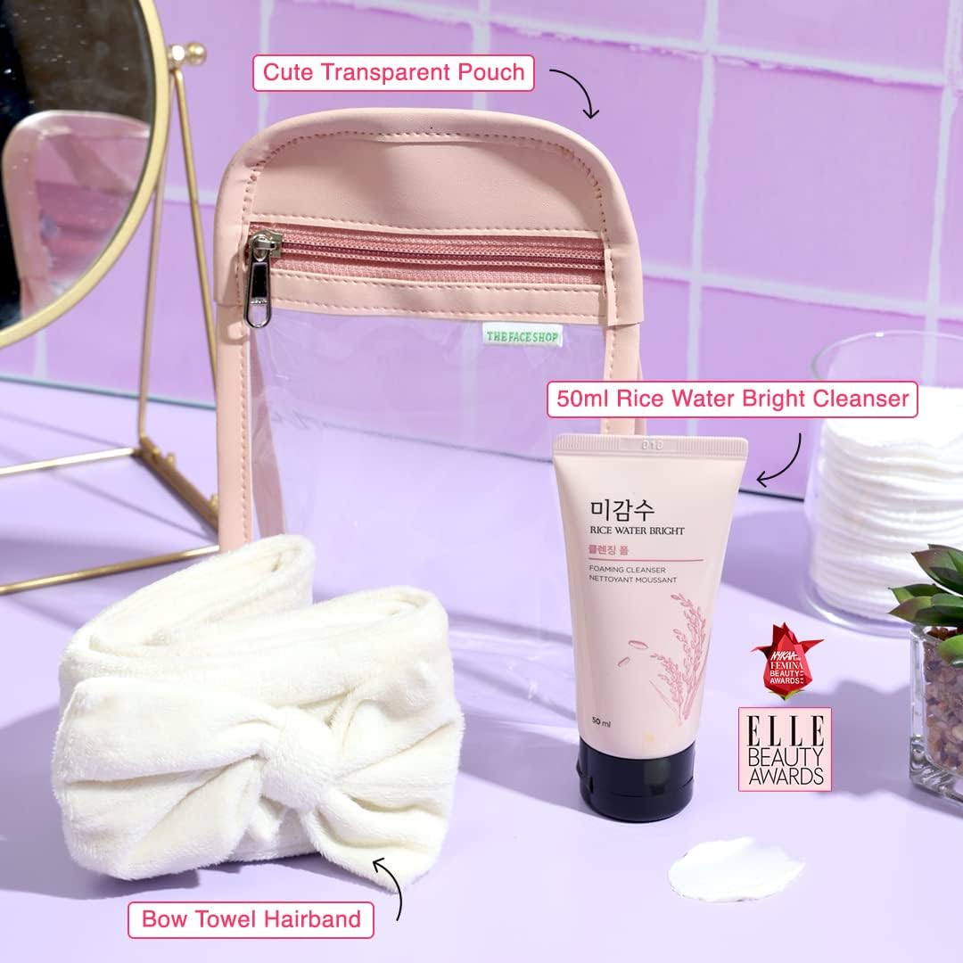 The Face Shop Rice Water Bright Foaming Face Wash 50ml, Face Wash for Glowing Skin, Cleanser for Uneven Skin Tone, Korean Skin Care Products, Face Wash For Oily skin - Image 3
